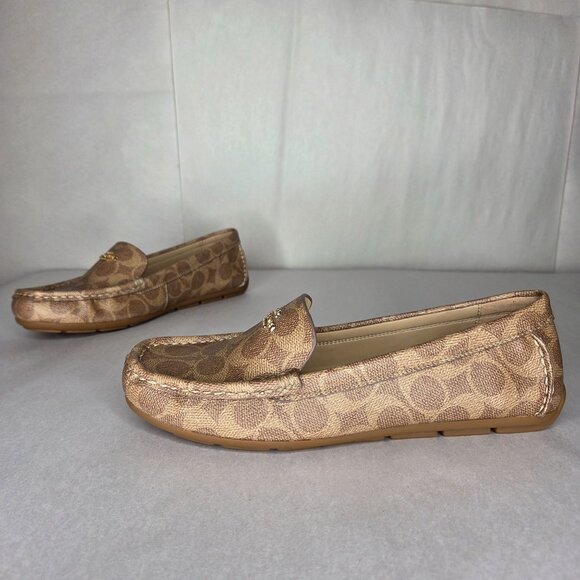 NWT Coach Women's Marley Driver Tan Logo Loafers - Picture 2 of 8